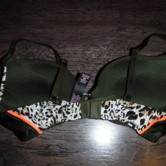 Victoria's Secret Very Sexy Push Up Bra Leopard Print Olive Green 32B - Picture 4 of 4